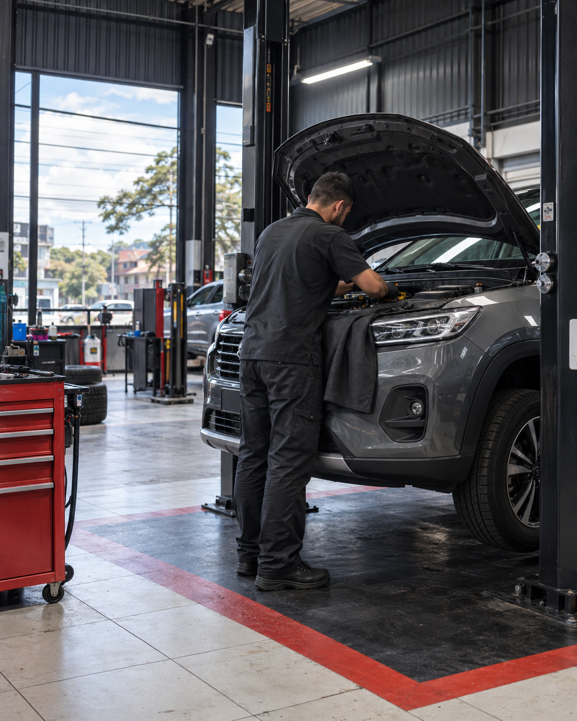 Profissional da Jeison Car realizando manutenção em veículo